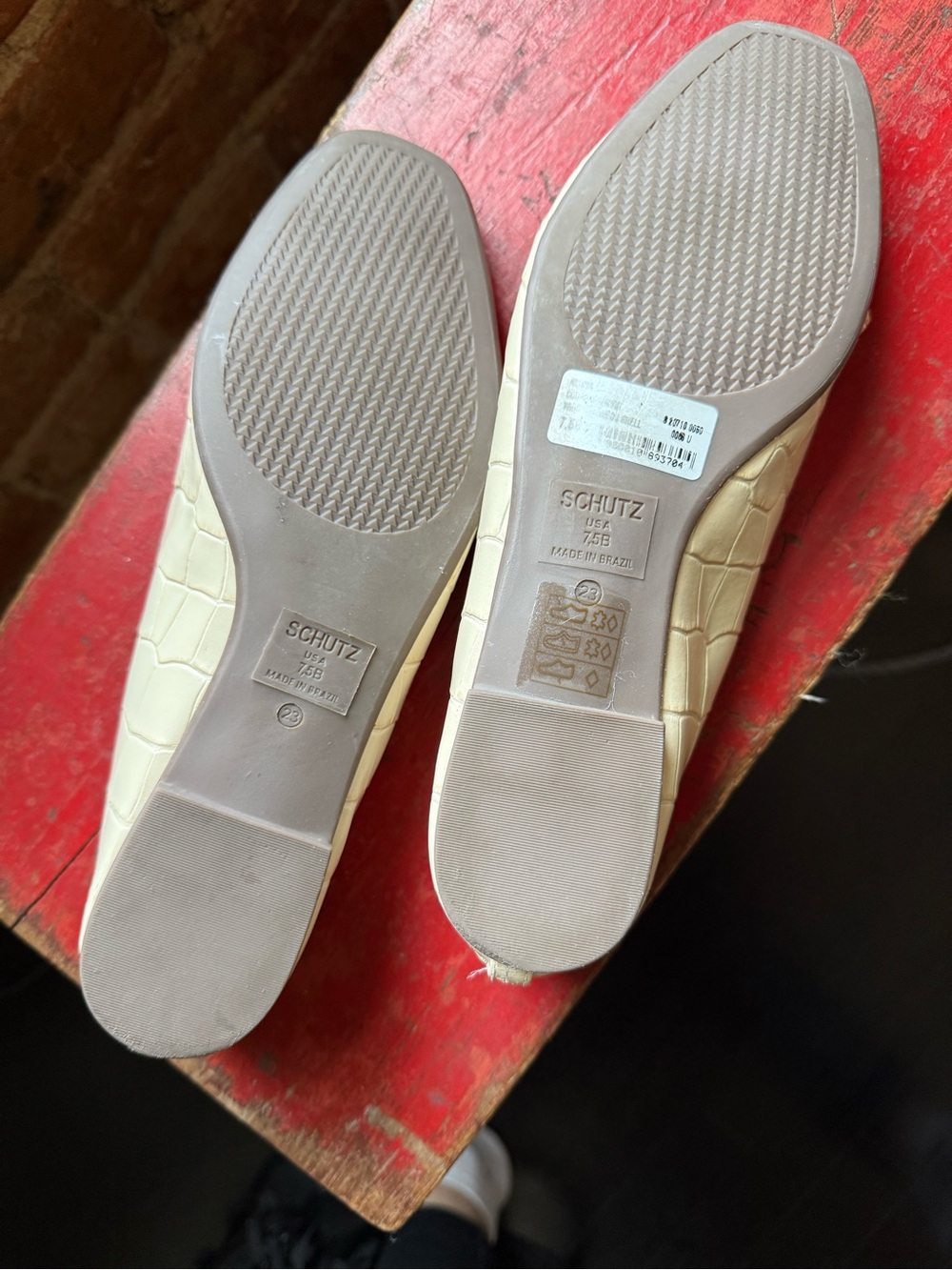 Schutz Arissa Classic Cream Croc-Embossed Ballet Flats - Picture 6 of 6